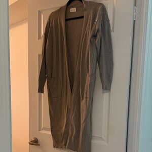 Dreamers Light Gray Open Front Cardigan